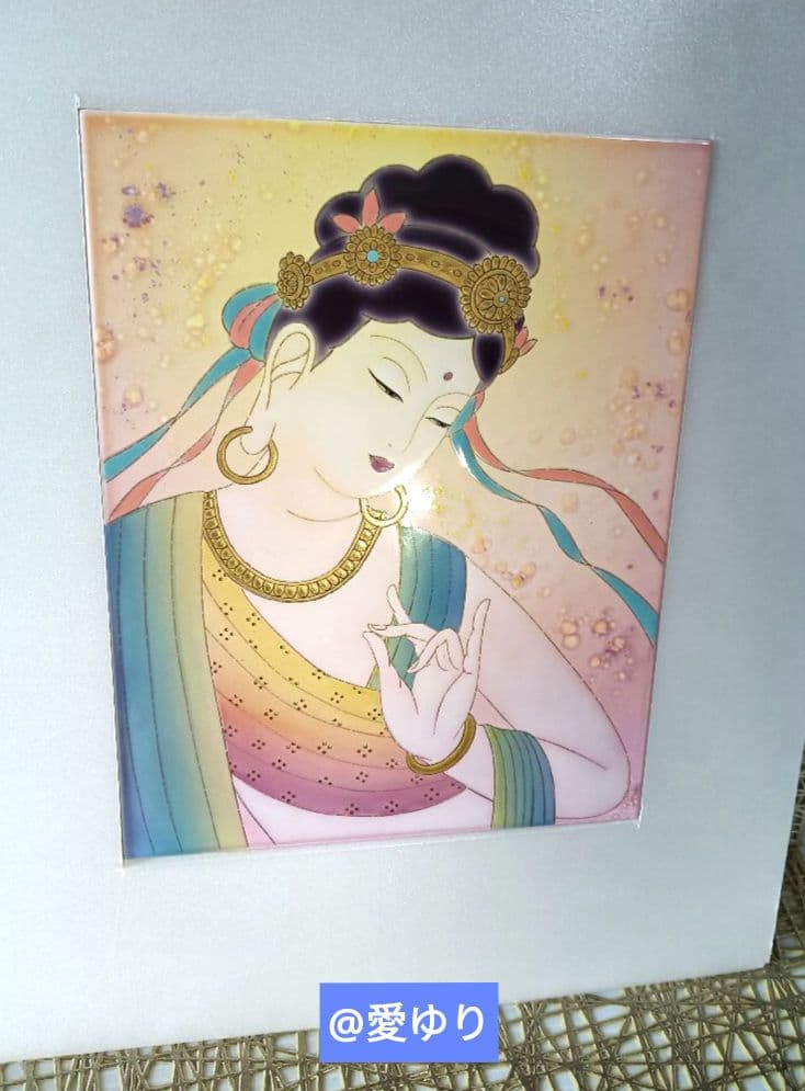 草場一壽♦陶彩画原画【稀観品⭐開運最多幸】『和顔』特注⭐空色ver.⭐観世音菩薩