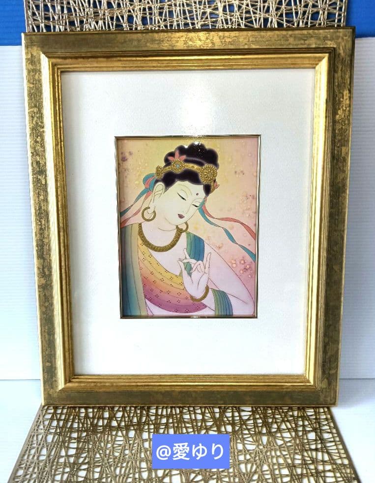 草場一壽♦陶彩画原画【稀観品⭐開運最多幸】『和顔』特注⭐空色ver.⭐観世音菩薩