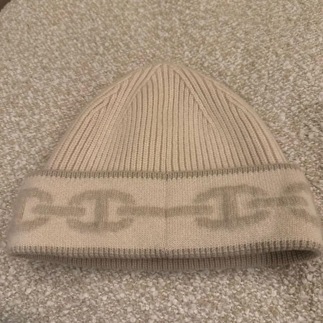 HERMÈS ベージュ ニット帽 Lサイズ
