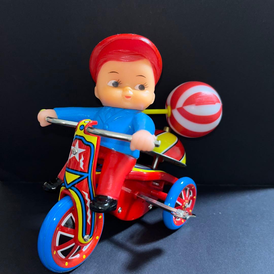 【希少】 ブリキ　三輪車　おもちゃ　昭和レトロ　アンティーク　ゼンマイ　ネジ巻き