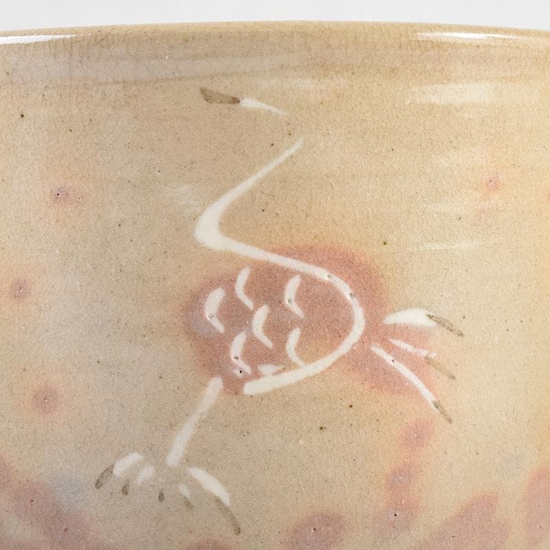 茶道具　赤膚焼　大塩正人造　御本立鶴　数茶碗　八客　共箱　V　R8550B