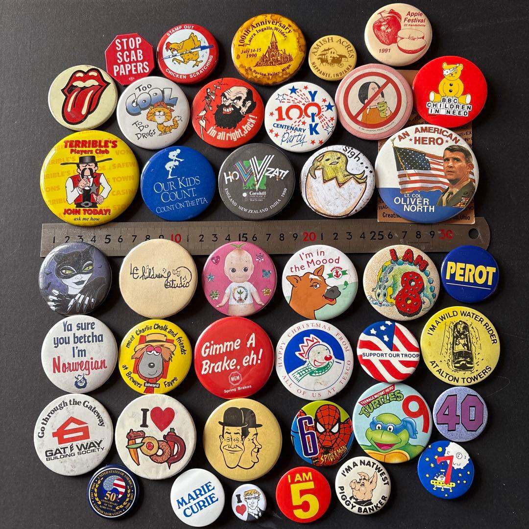 ヴィンテージ缶バッジ300個OVER ／US／UK VINTAGE