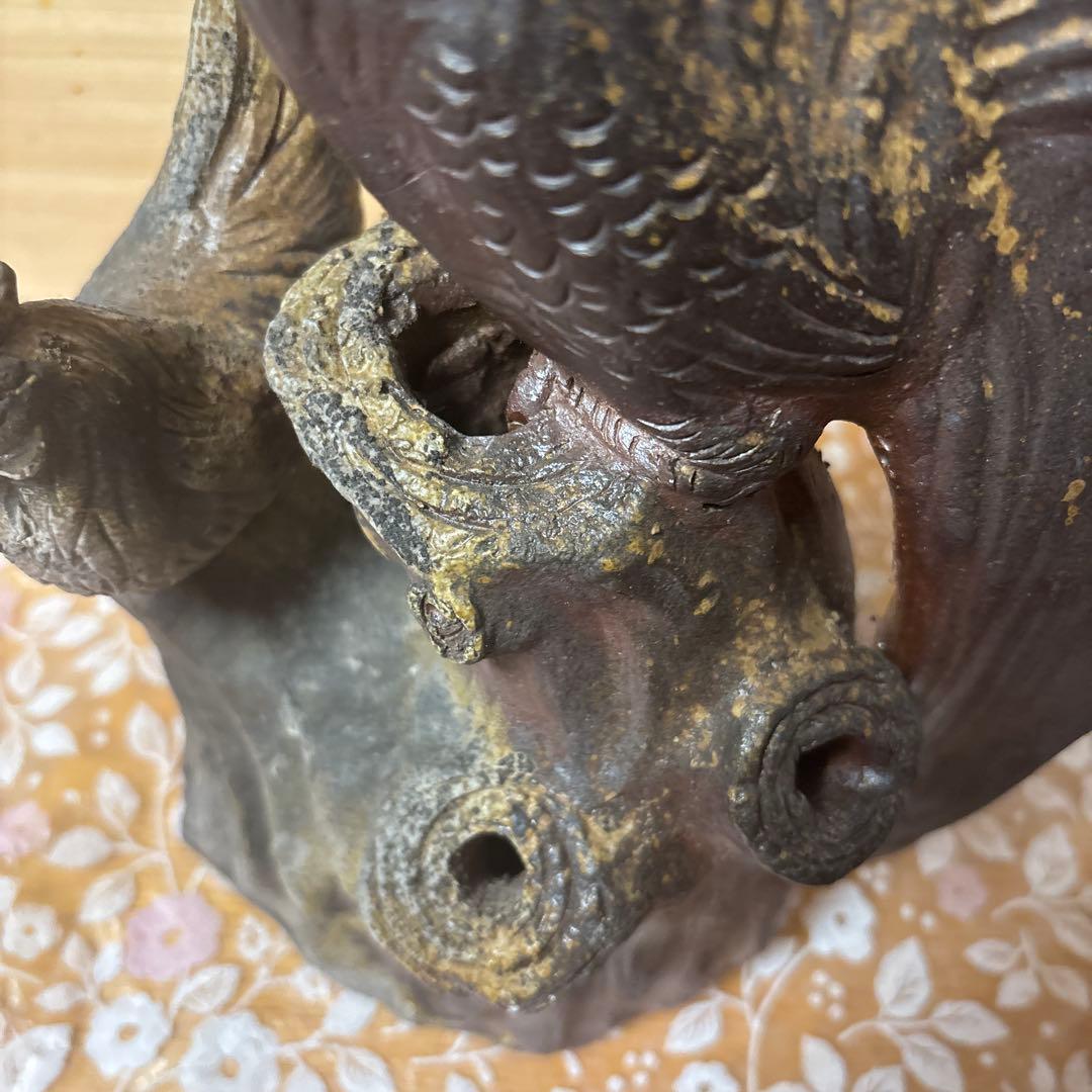 藤原陶臣 備前焼 双鶏の置物