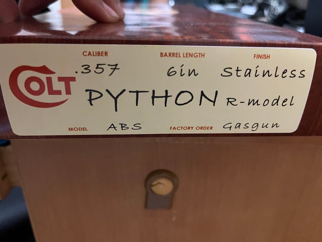 タナカ　パイソン6インチ　ステンレスフィニッシュ　木製グリップ交換済　ガスガン