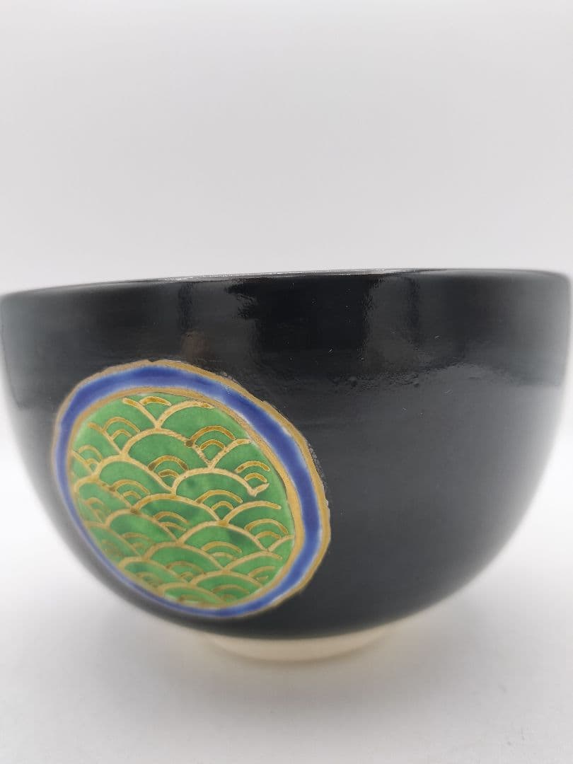 c550【新品・未使用】黒仁清 丸紋草花 加藤ひろ子 木箱 茶道具