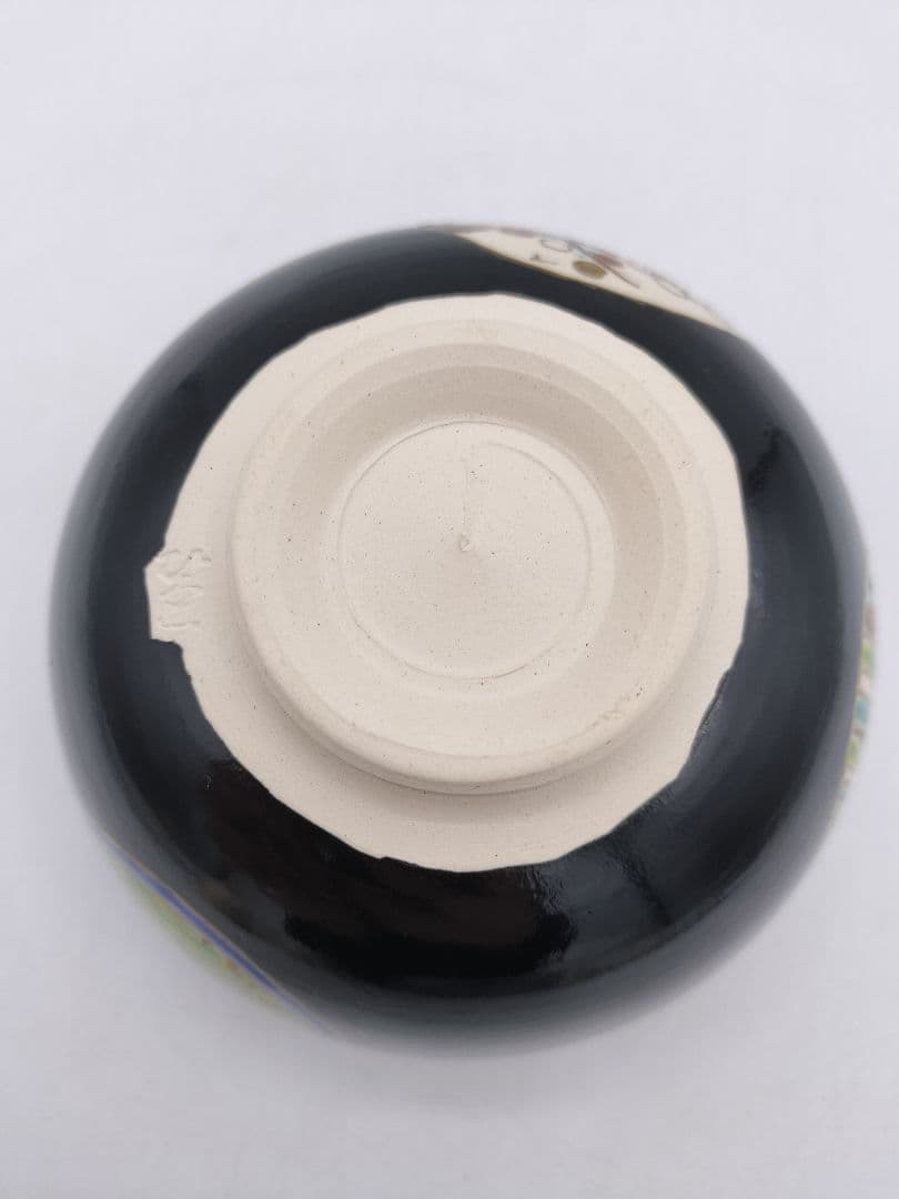 c550【新品・未使用】黒仁清 丸紋草花 加藤ひろ子 木箱 茶道具