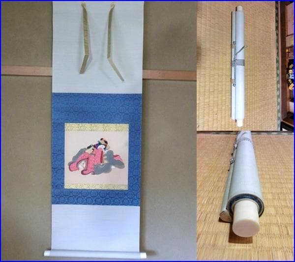 掛軸■春画 日本画 浮世絵 絹本 時代 茶掛け 浮世絵 美術品 骨董品■C
