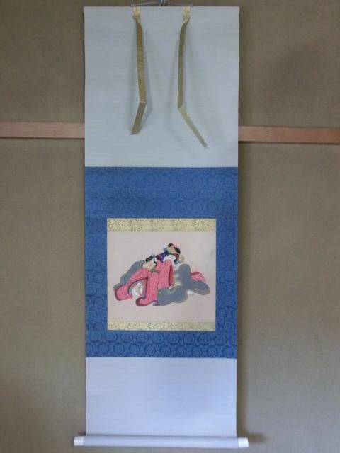 掛軸■春画 日本画 浮世絵 絹本 時代 茶掛け 浮世絵 美術品 骨董品■C