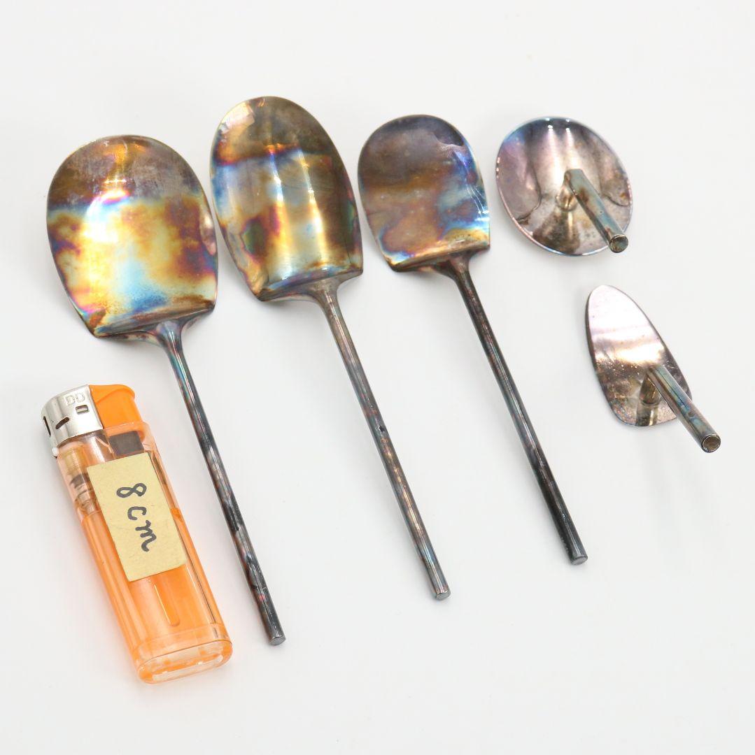 加州 興風園 手造南鐐 灰仙灰匙 純銀刻印 共箱 92g 茶道具　V861　N6