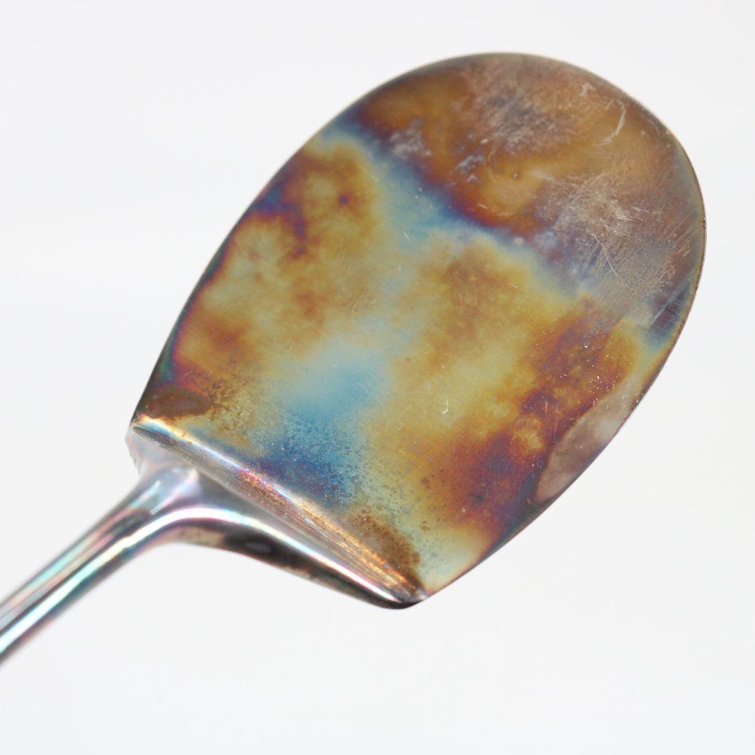 加州 興風園 手造南鐐 灰仙灰匙 純銀刻印 共箱 92g 茶道具　V861　N6