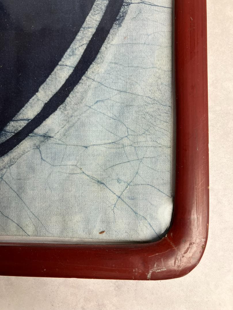 ろうけつ染め観音菩薩×昭和レトロ大判額縁　ヴィンテージ　骨董品　フレーム　布絵