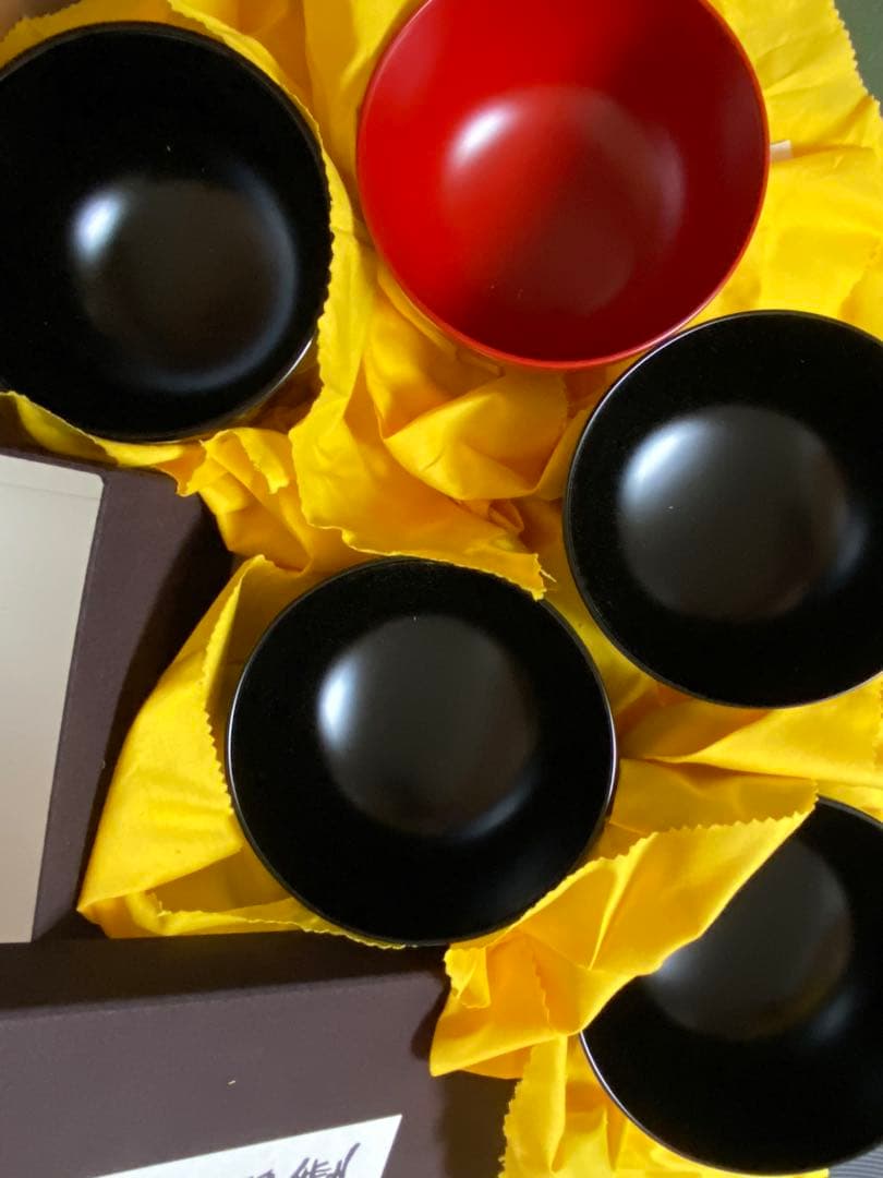 希少 輪島塗 合鹿椀 大向高洲堂 大椀 お椀 黒塗 朱塗 5個セット