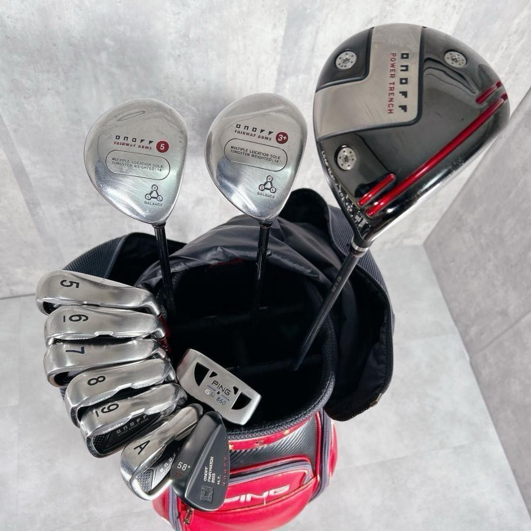W894 ONOFF PING メンズ ゴルフ クラブ セット 12点 レッド