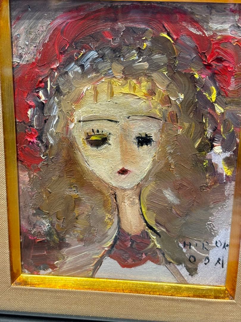 油彩 赤い帽子 絵画　織田廣喜　少女　織田ひろき　美術　おだひろき 少女