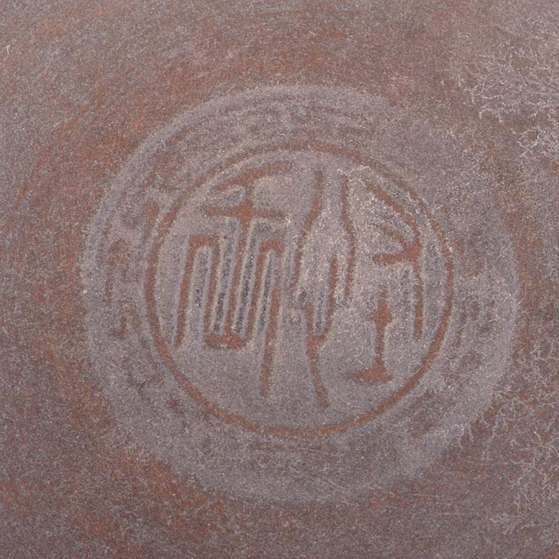 中国　紫砂　朱泥　楼閣山水文　急須　茶壷　在銘　N　6652