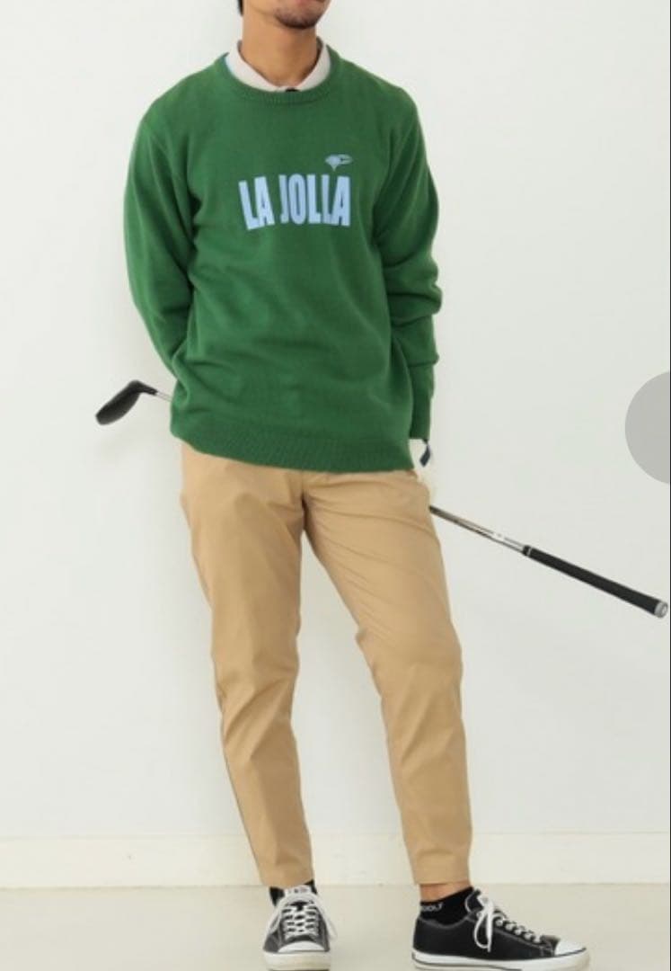 BEAMS GOLF /ロゴプリントミドルゲージニットXL