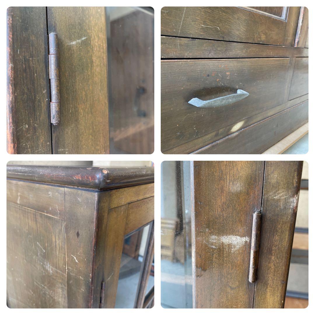 ヴィンテージ 古家具 キャビネット 飾り棚 無垢材 レトロ アンティーク