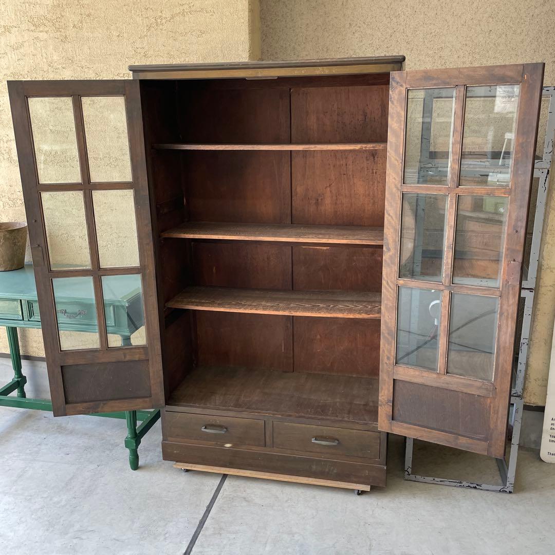 ヴィンテージ 古家具 キャビネット 飾り棚 無垢材 レトロ アンティーク