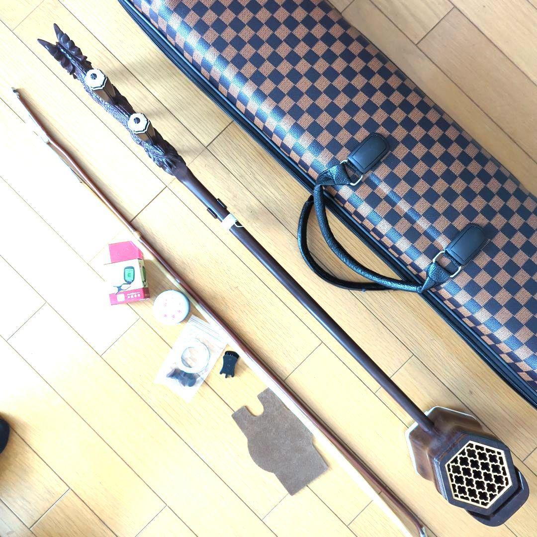 胡涵柔製作 未使用 最上級明清老紅木 龍彫刻 二胡1