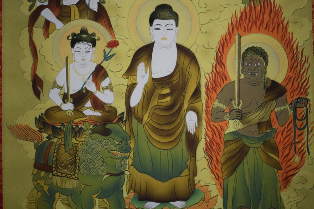 真作/泉紫香/十三佛図/十三仏図/桐共箱付/布袋屋掛軸HH-730