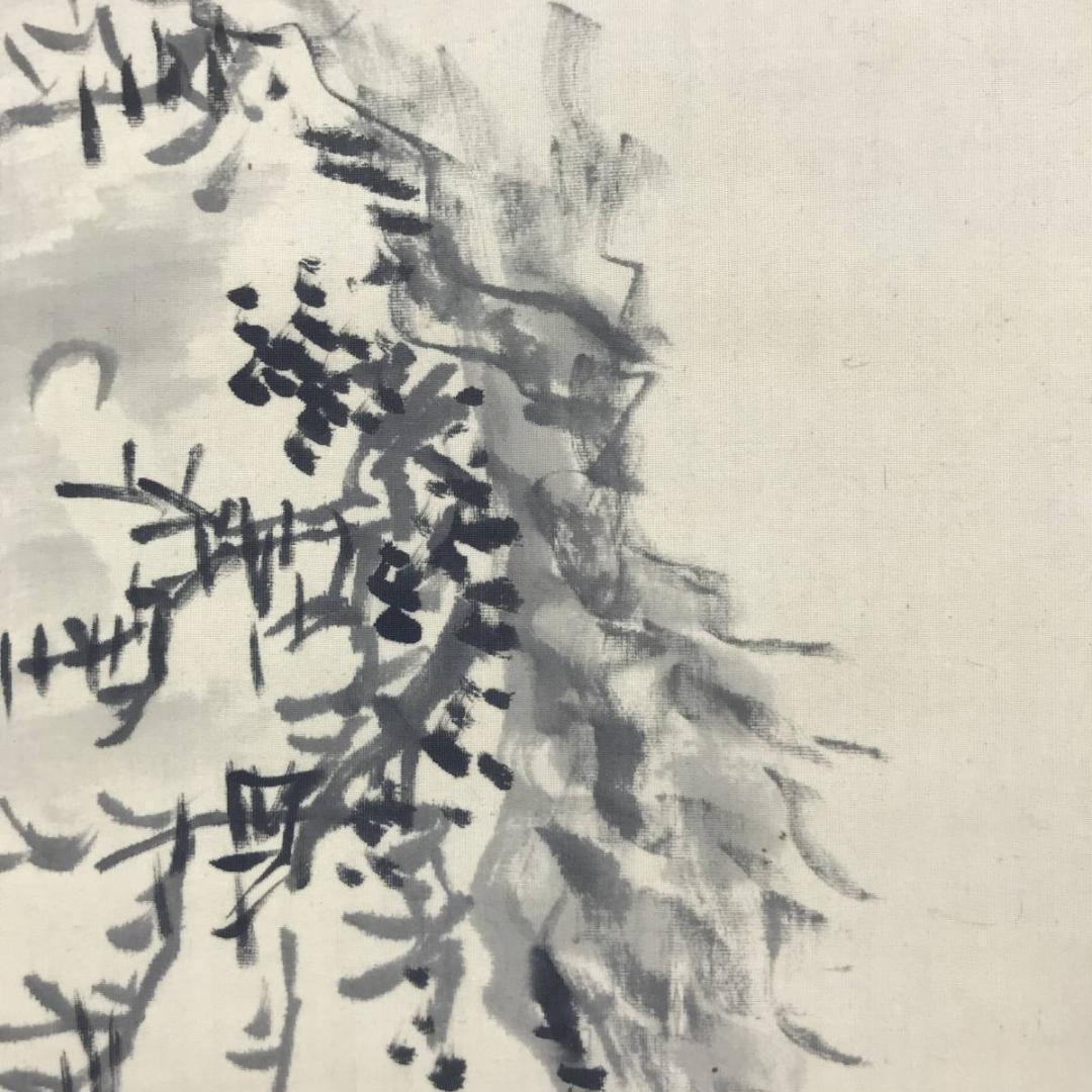 【真作】山田介堂/山水人物図/掛軸☆宝船☆AD-420