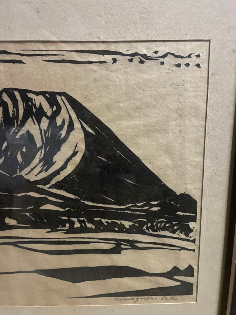 真作 長谷川富三郎 大作 木版画「伯耆大山全容」棟方志功と民芸運動支える 無弟