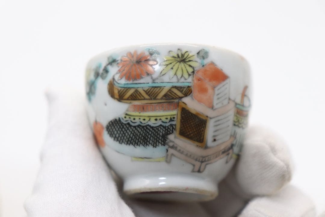 中国　清時代　粉彩　蓋物　茶入　送料込み1008