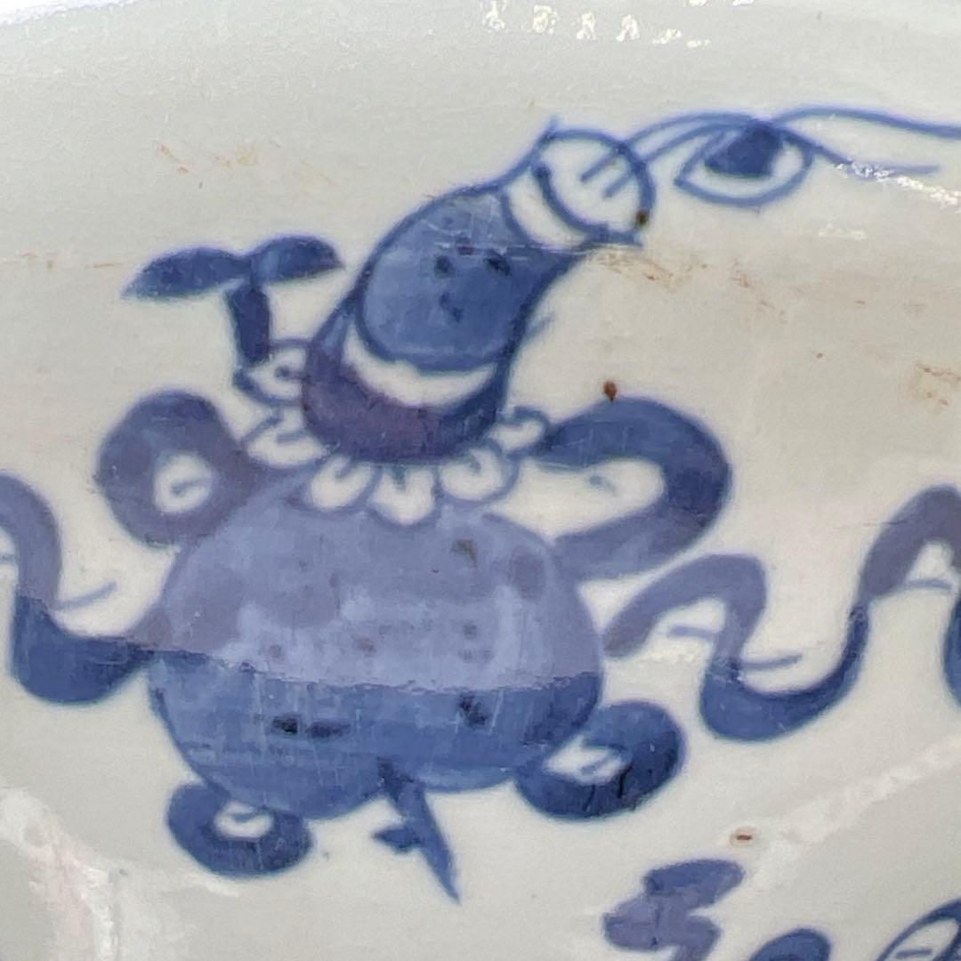 中国清時代青花雲宝文水指木箱付高さ約20.5㎝(蓋込)東な7-1011☆2F