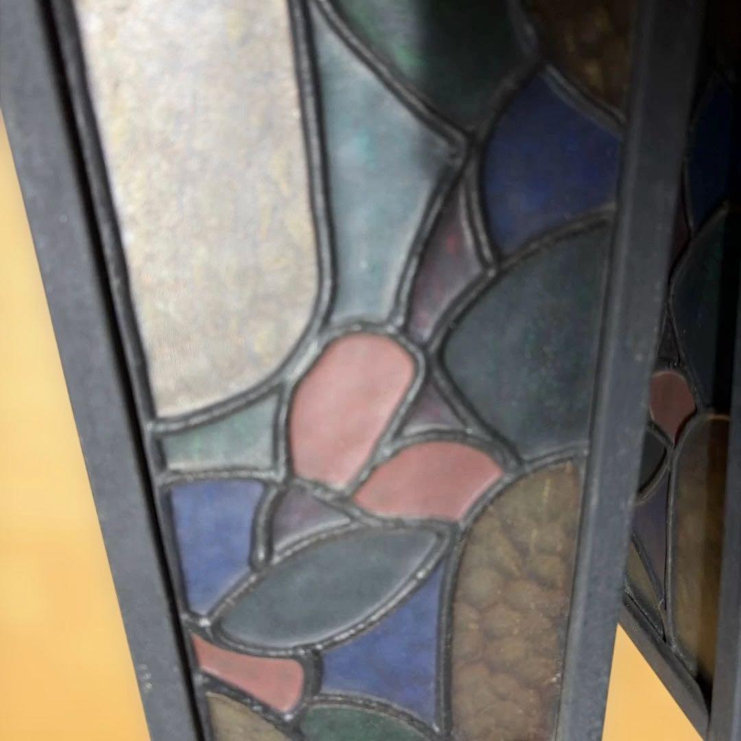 ステンドグラス ランタン 壁掛け照明 照明 ライト ヴィンテージ ジャンク品