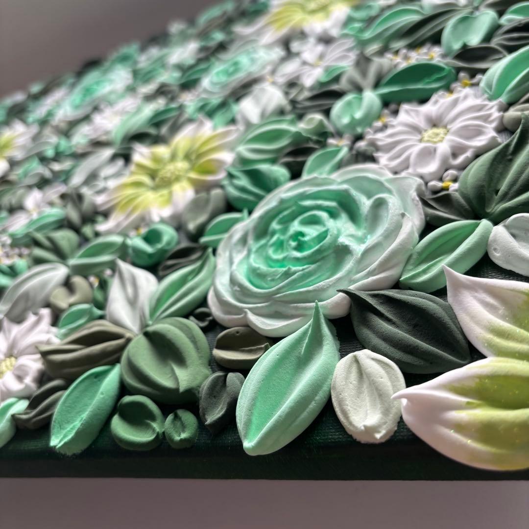 観葉植物　テクスチャーアート　現代アート　インテリアアート　花の絵　花束　韓国