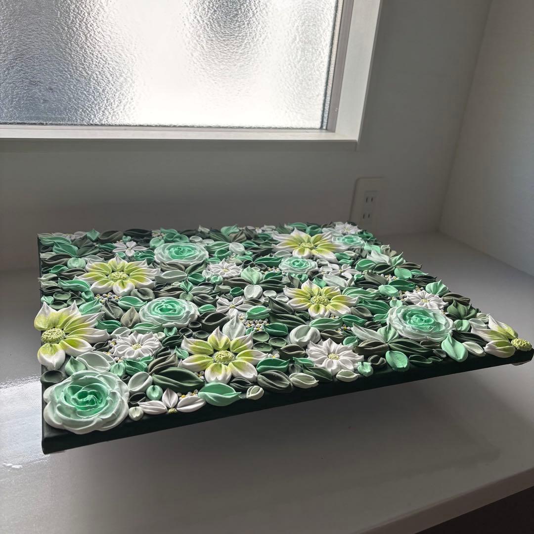 観葉植物　テクスチャーアート　現代アート　インテリアアート　花の絵　花束　韓国