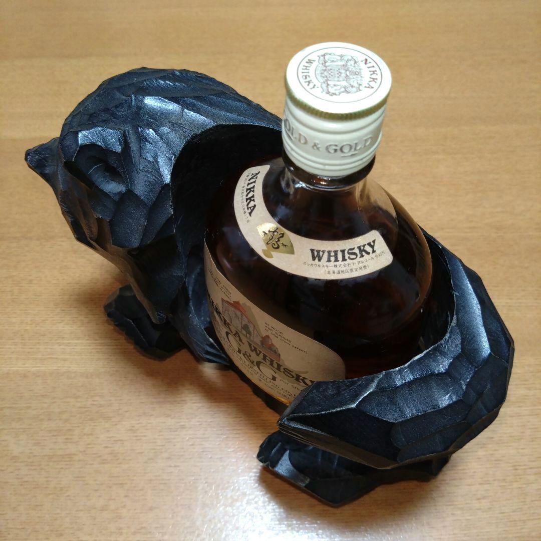 【昭和レトロ】◆ニッカウヰスキー◆G＆G 北海道限定ボトル◆木彫り熊◆380ml