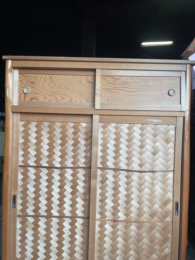 伝統工芸高級水屋道具杉無垢材網代引戸アジロ茶道具煎茶棚置水屋茶箪笥飾り棚和家具