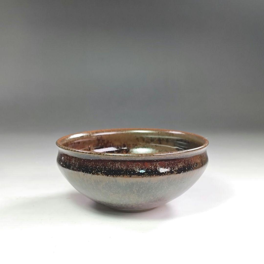 ウ288 数茶碗『淡海ぜぜ　膳所焼　陽炎園造　天目数茶碗　10客 共箱』抹茶碗