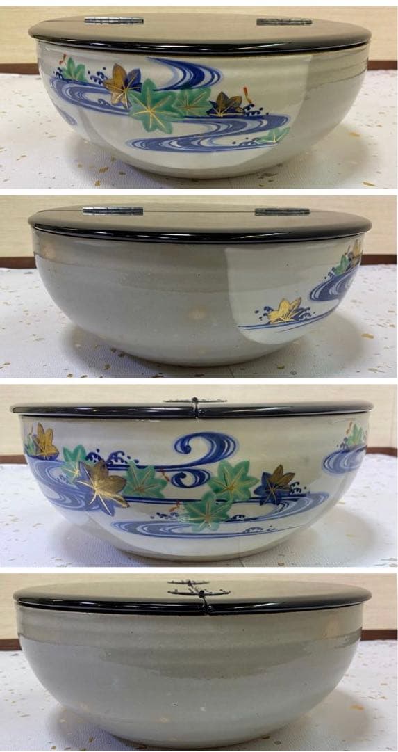 【茶道具】南口閑粋造　乾山青楓水指（共箱）　○