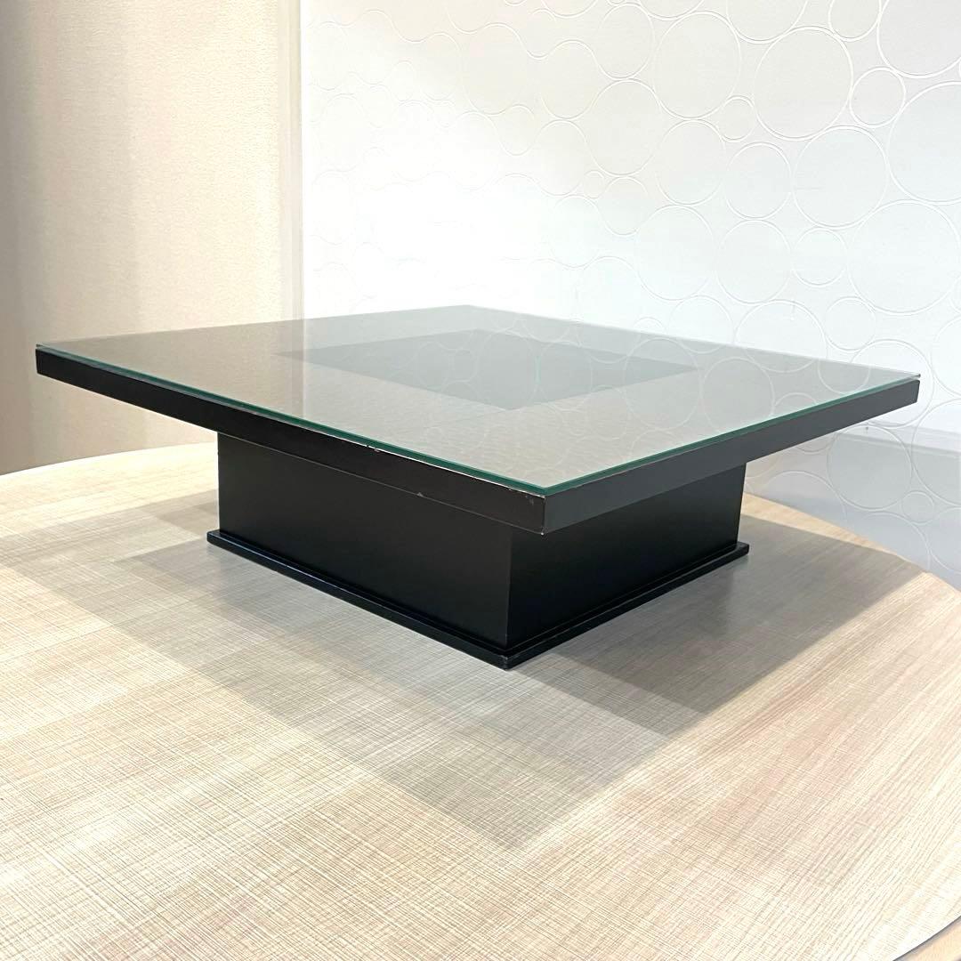 飾り台 漆塗り風 ローテーブル フクロウ装飾 座卓 ガラストップ 和モダン