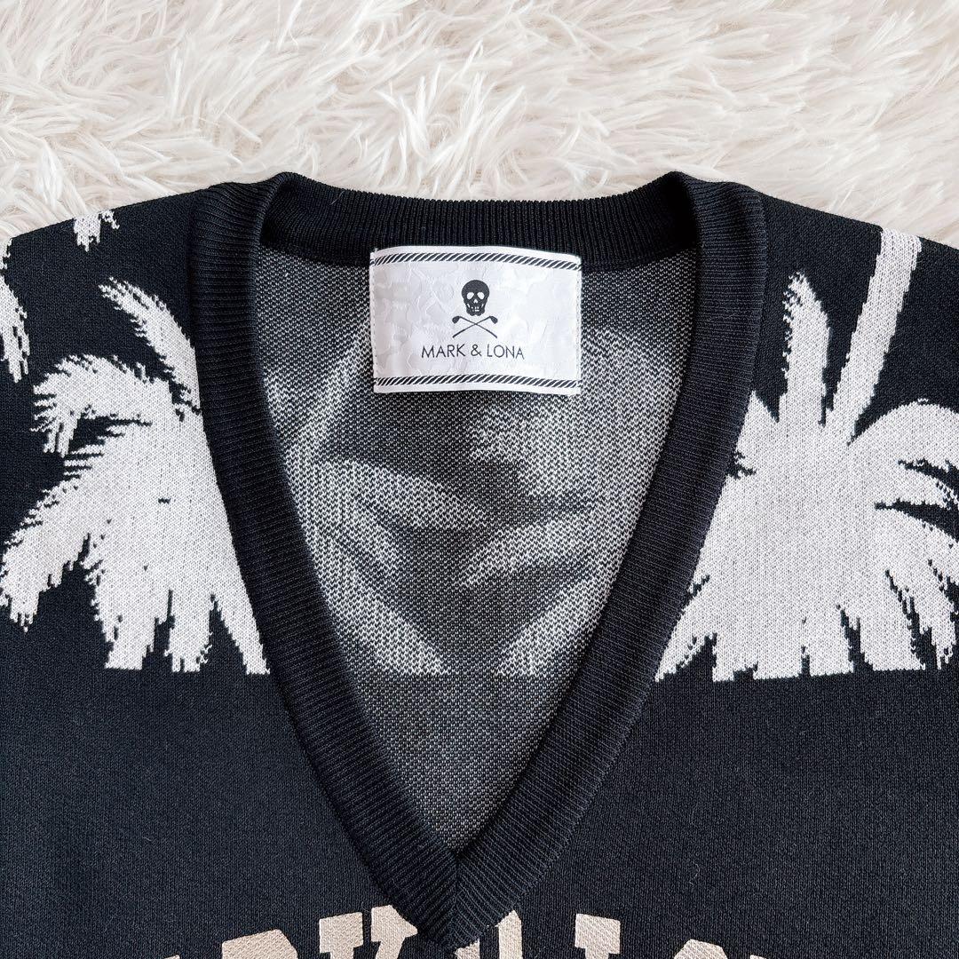 美品 マークアンドロナ パームツリー ニットベスト ゴルフ y2k 黒