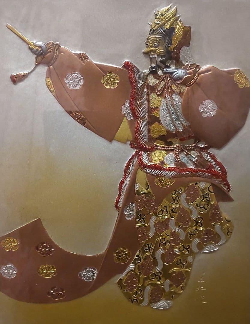 ✨！帖佐美行 非売品 蘭陵王舞楽縁起 彫金額装