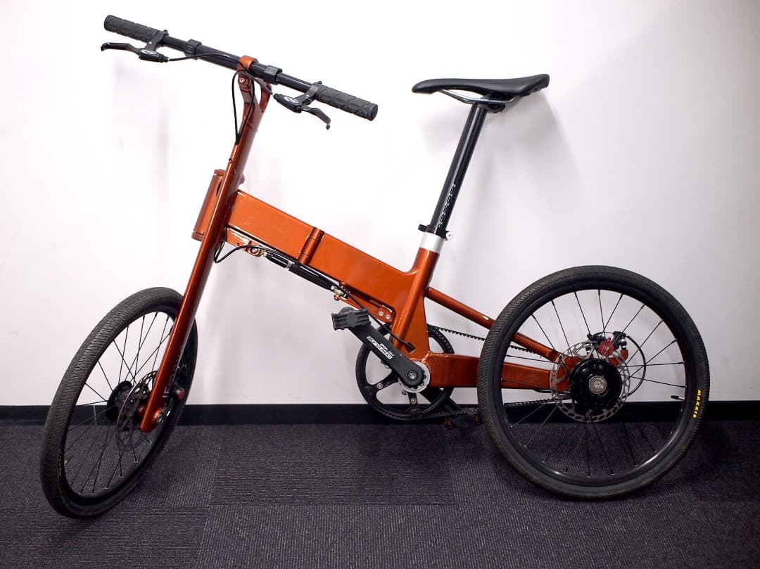 美品　デザイナー折りたたみ自転車 ブリックレッド3