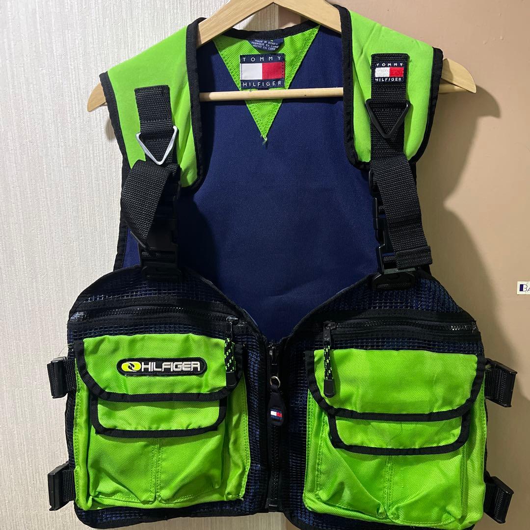 90s   フィッシングベスト グリーン/ネイビー　L