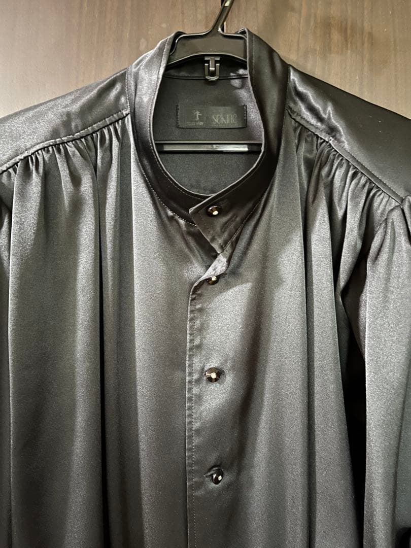 紳士黒 サテン ボディスーツ 長袖 社交ダンス競技用・デモ用衣装　Mサイズ