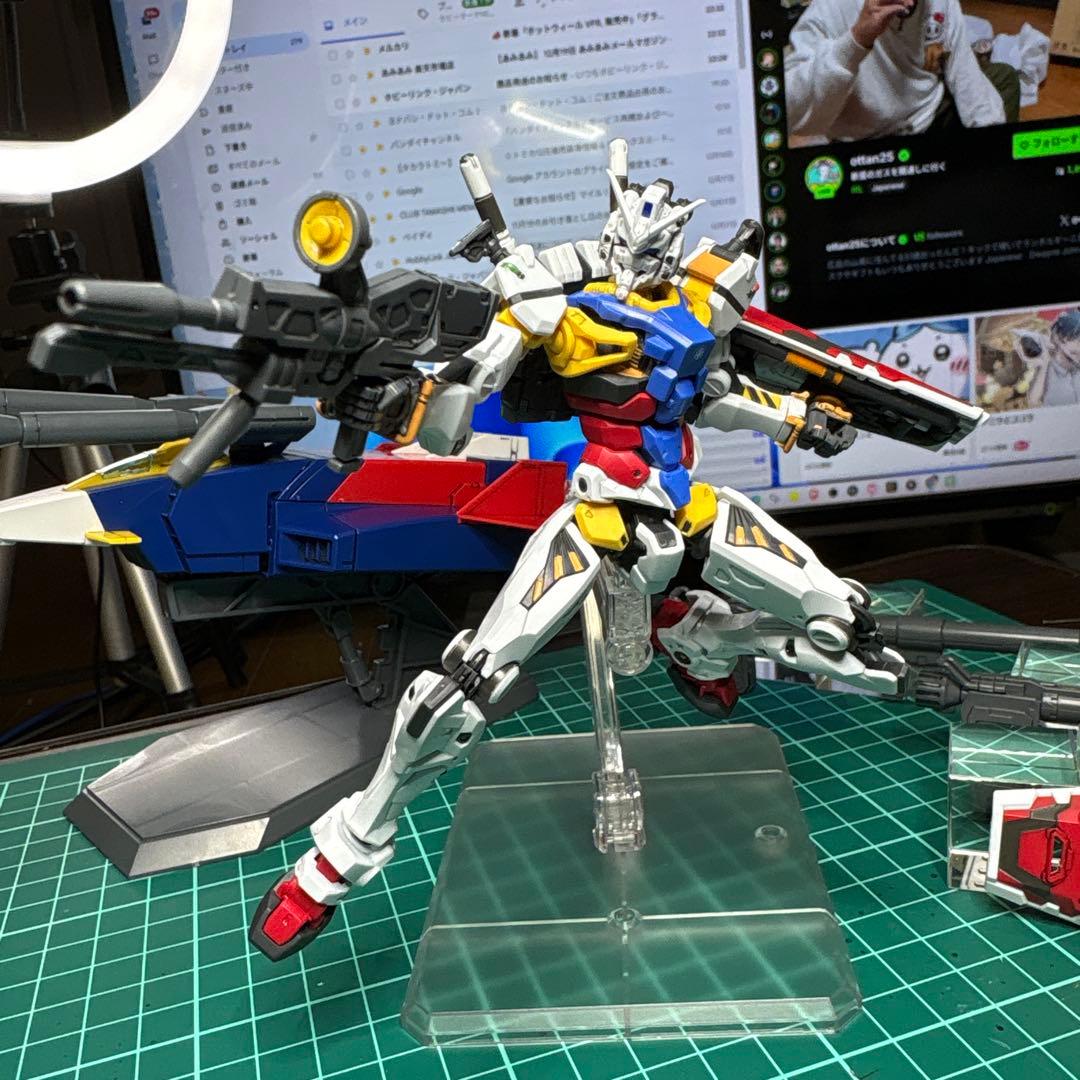 【完成品】HG 白いガンダム　部分塗装【完成品】HGUC　Gアーマー　2セット