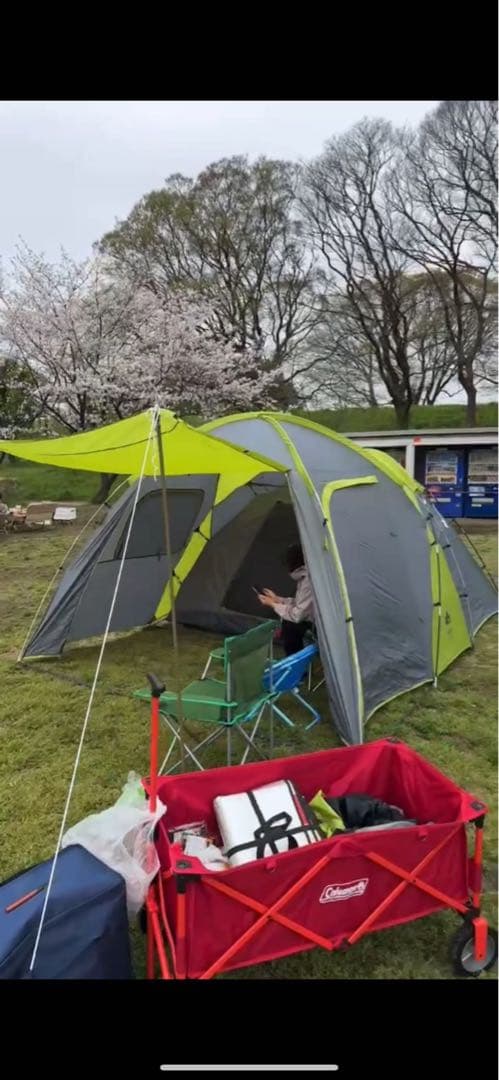 ［4人の母］ロゴス ROSY ドーム XL グリーン×グレー