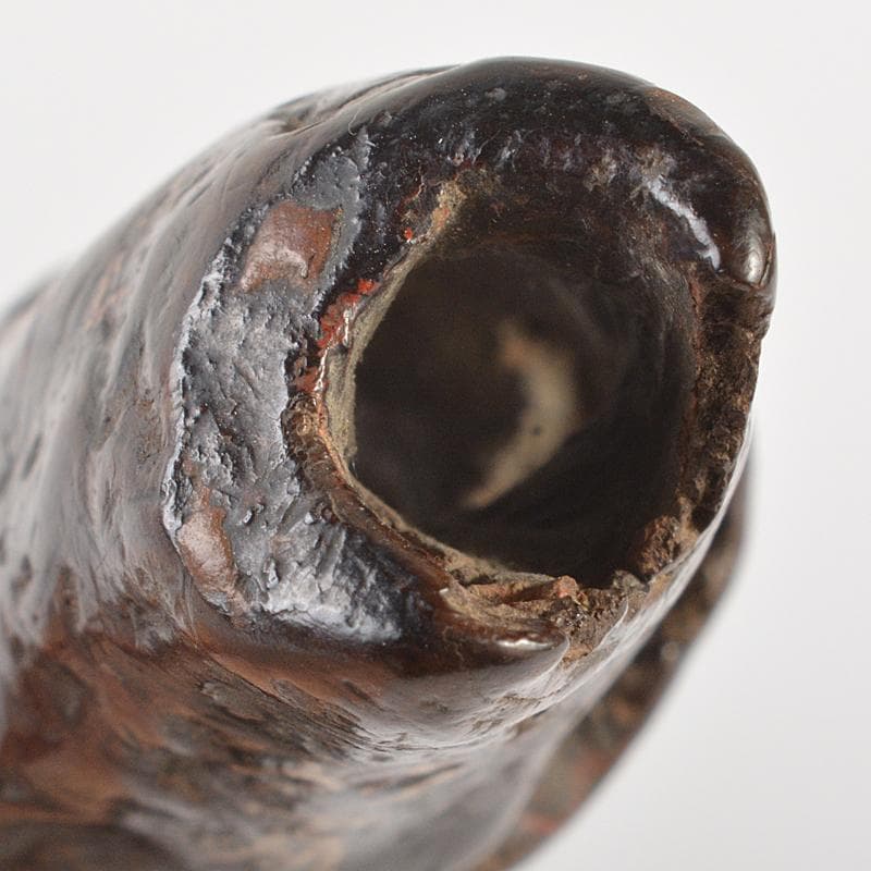 中国　天然木　瘤木　漢詩文　オブジェ　置物　時代箱付　M　R7432