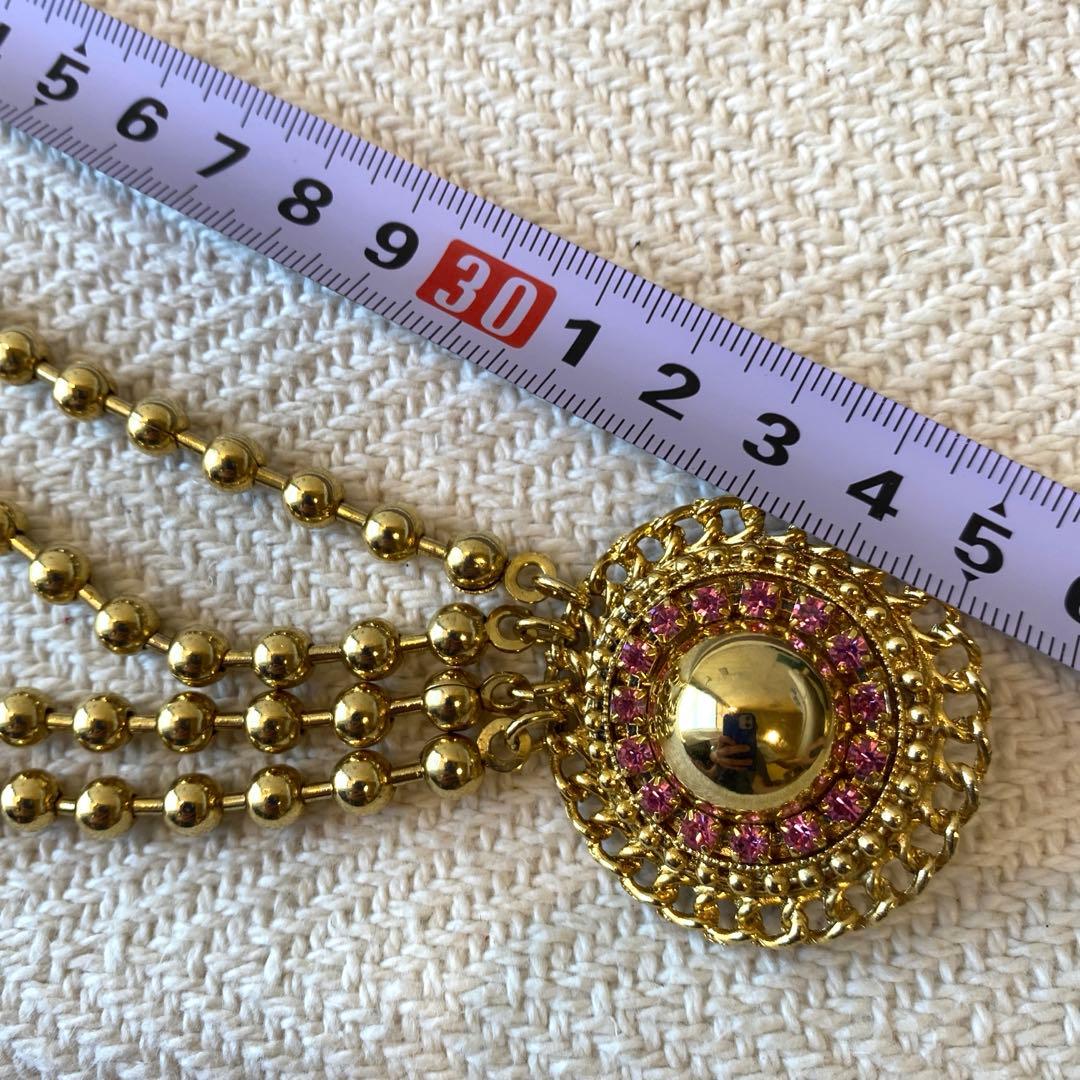 80s vintage オリエンタル ピンク 3連ボールチェーンアラビックベルト