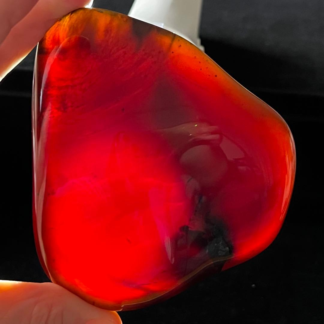 天然化石 琥珀 チェリーレッド ブルー アンバー 宝石 原石 天然石 鑑賞石