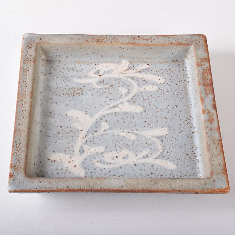 北大路魯山人作　鼠志野　四方鉢　裏千家十五代鵬雲斎極め箱　V　R8365