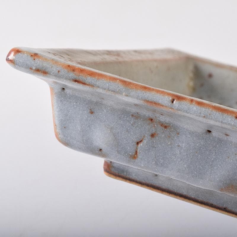 北大路魯山人作　鼠志野　四方鉢　裏千家十五代鵬雲斎極め箱　V　R8365