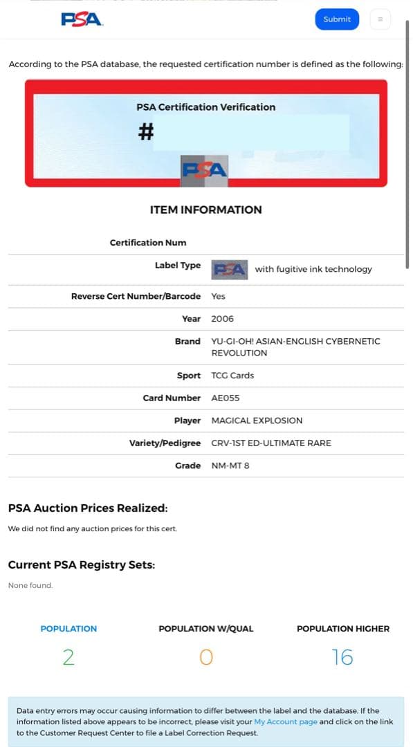 【PSA8】アジア マジカルエクスプロージョン レリーフ CRV AE 遊戯王