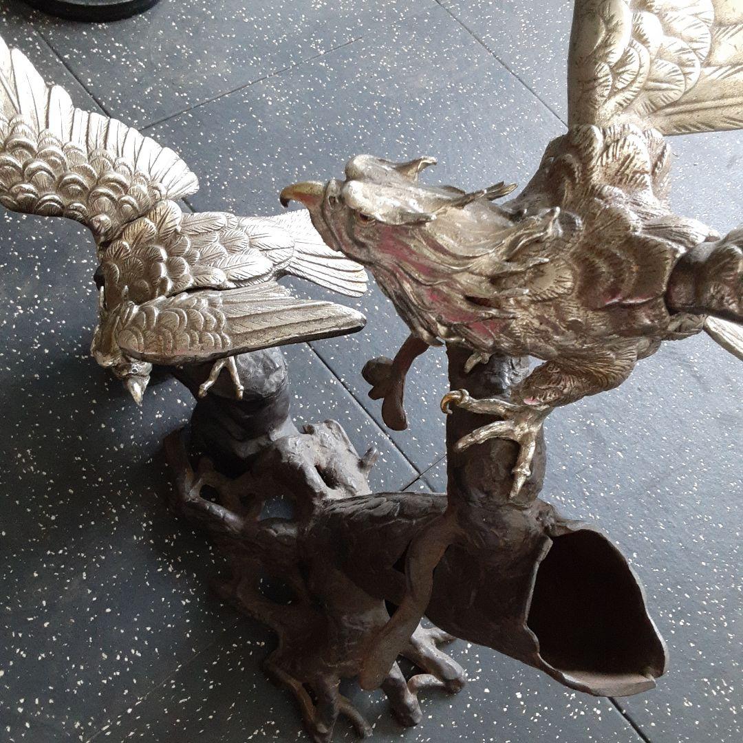 希少珍品　大きな鷲の銅製品置物　金シルバー
